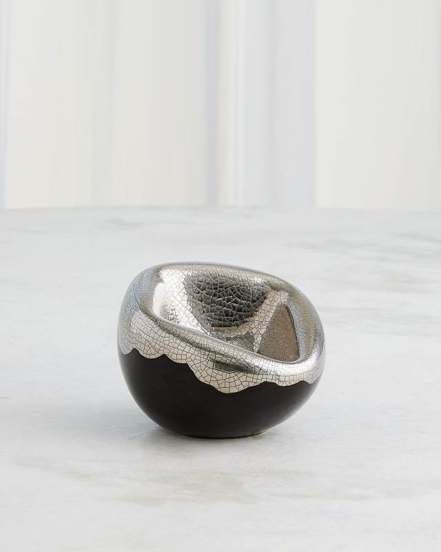 Squished Platinum Crackle Bowl, Small