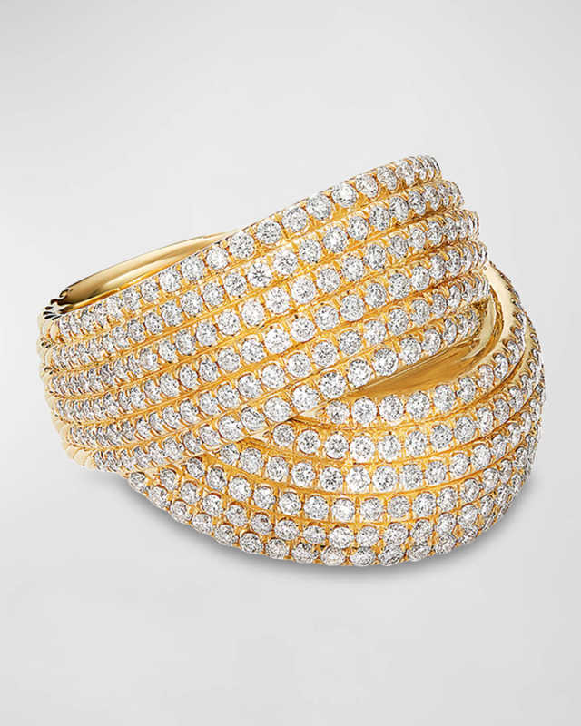 Origami 18k Crossover Ring with Diamonds
