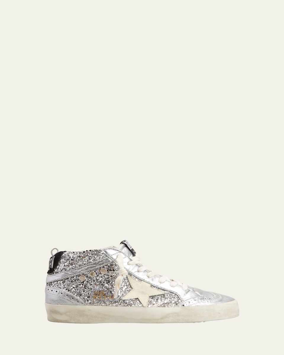 Mid Star Glitter Wing-Tip Sneakers