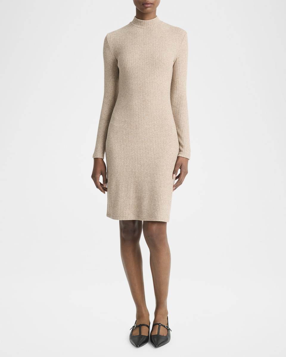 Ribbed Long-Sleeve Mini Dress