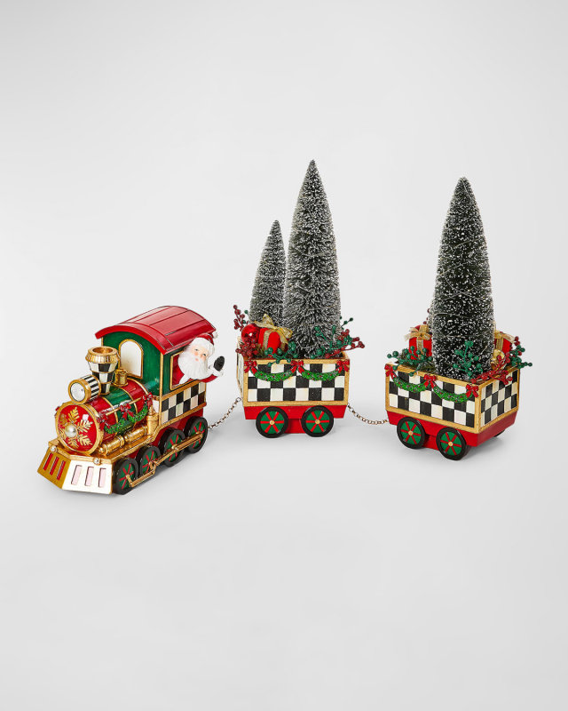 Illuminated Bottle Brush Train Arrangement