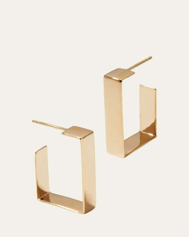 Small Wide Rectangular Hoop Earrings