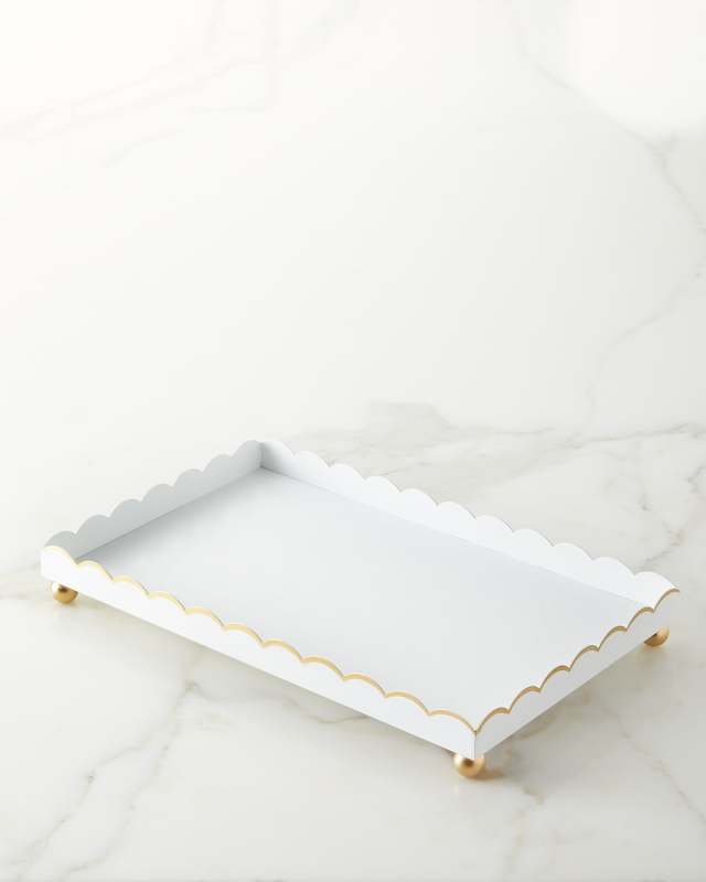Eloise Rectangular White & Gold Tray