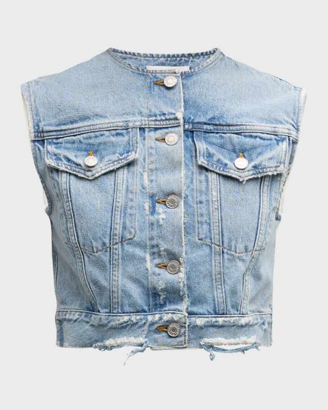 Leo Cropped Denim Vest