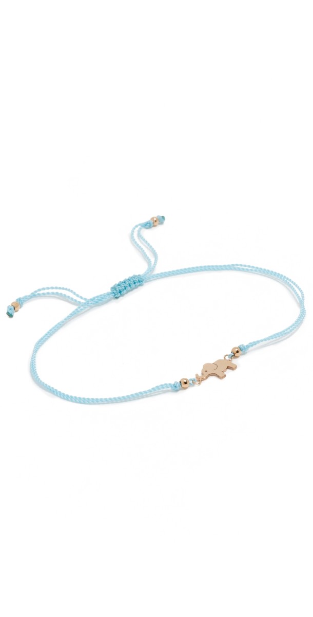 Zoe Chicco 14k Gold Midi Bitty Elephant Cord Bracelet Gold