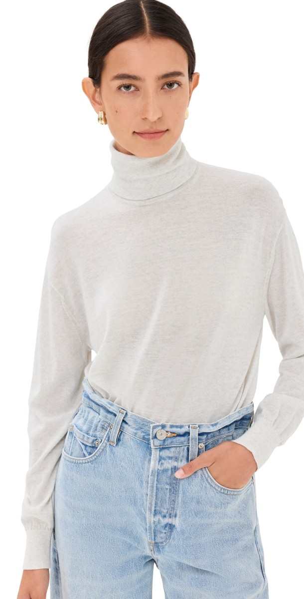 TWP Easy Turtleneck White Heather Grey