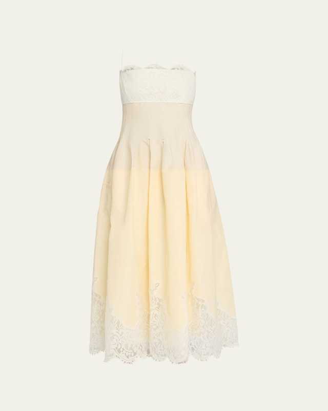 Lilianna Poplin Lace Midi Dress