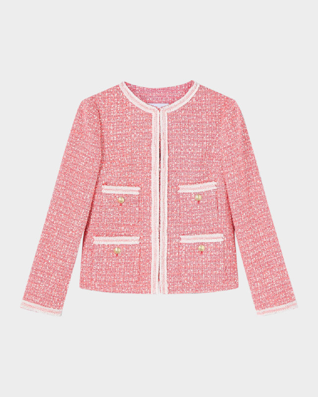 Charlie Boucle-Trim Tweed Jacket