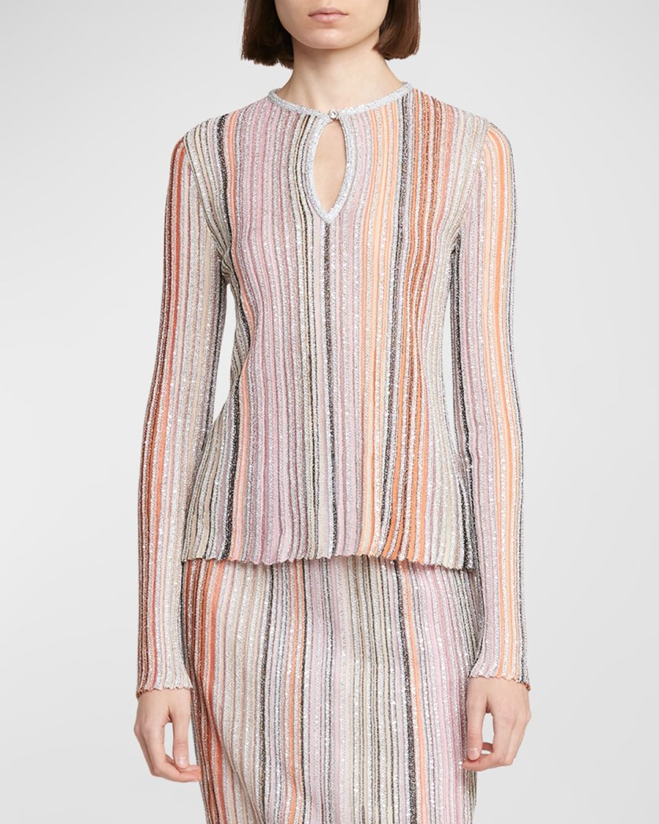 Stripe Keyhole Sweater