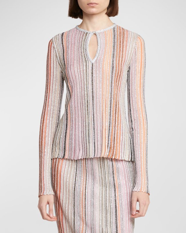 Stripe Keyhole Sweater