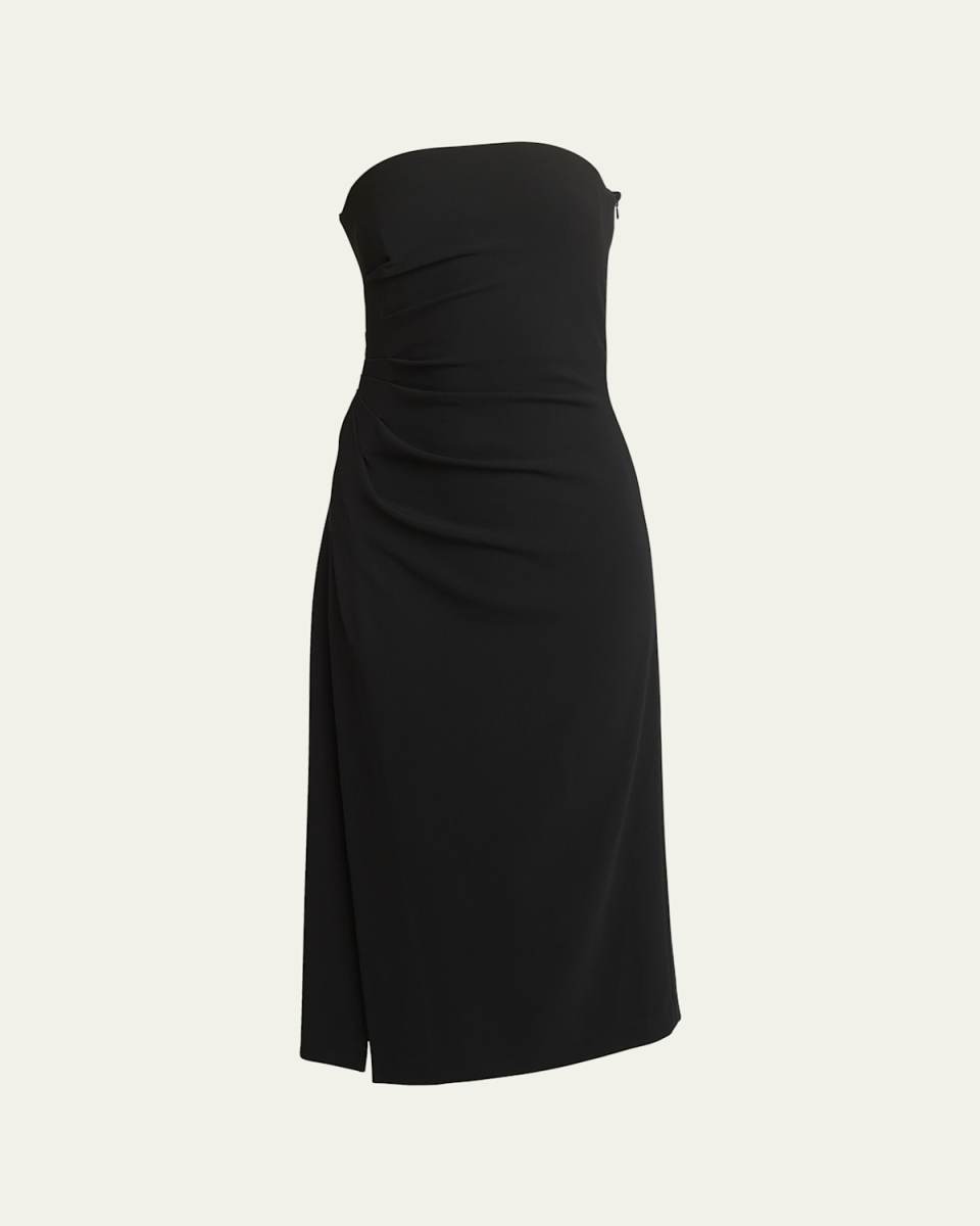 Shira Strapless Draped Matte Crepe Midi Dress