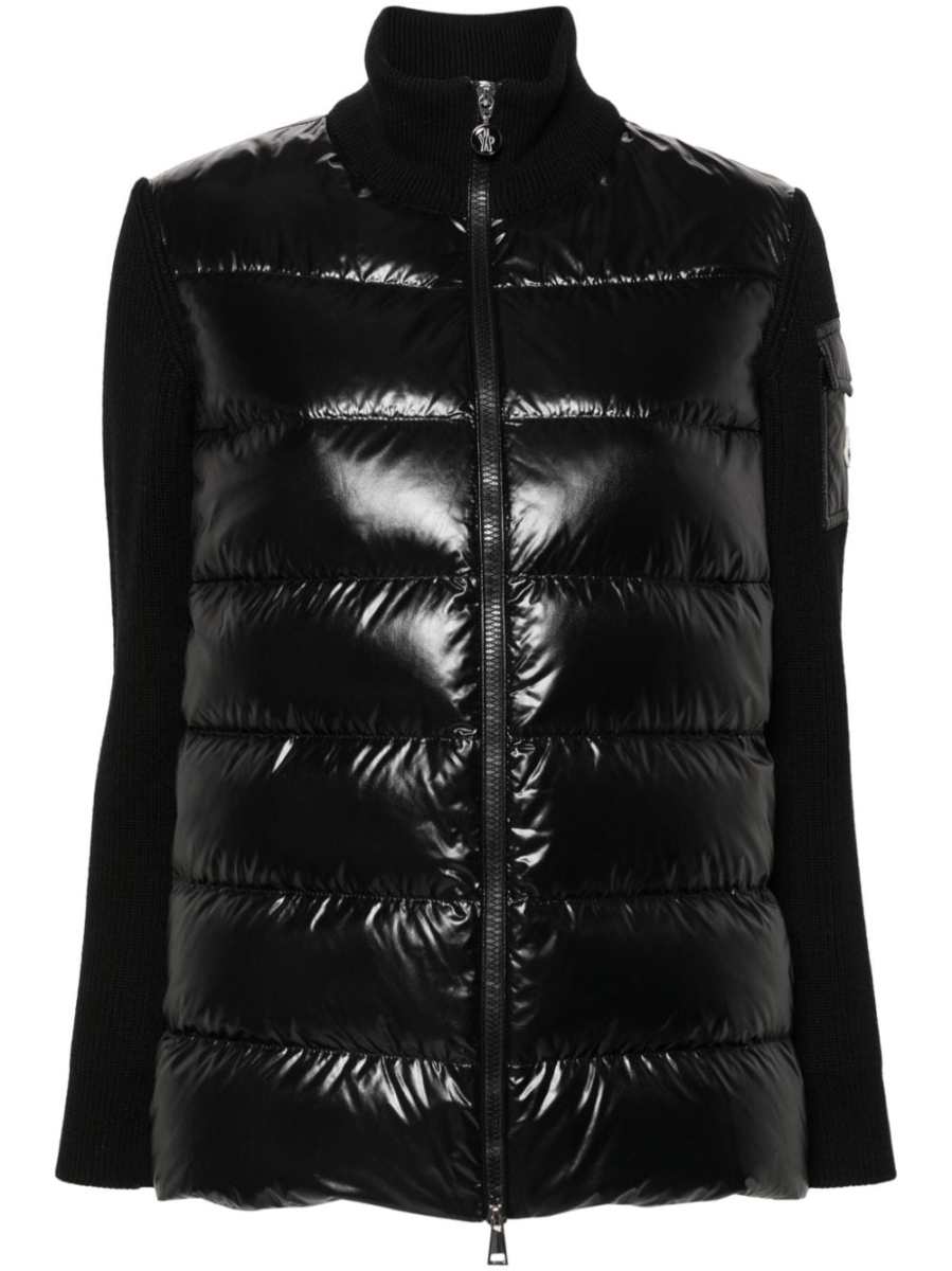 knitted-panels puffer jacket