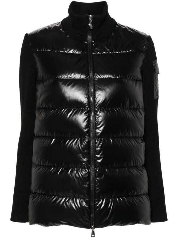 knitted-panels puffer jacket