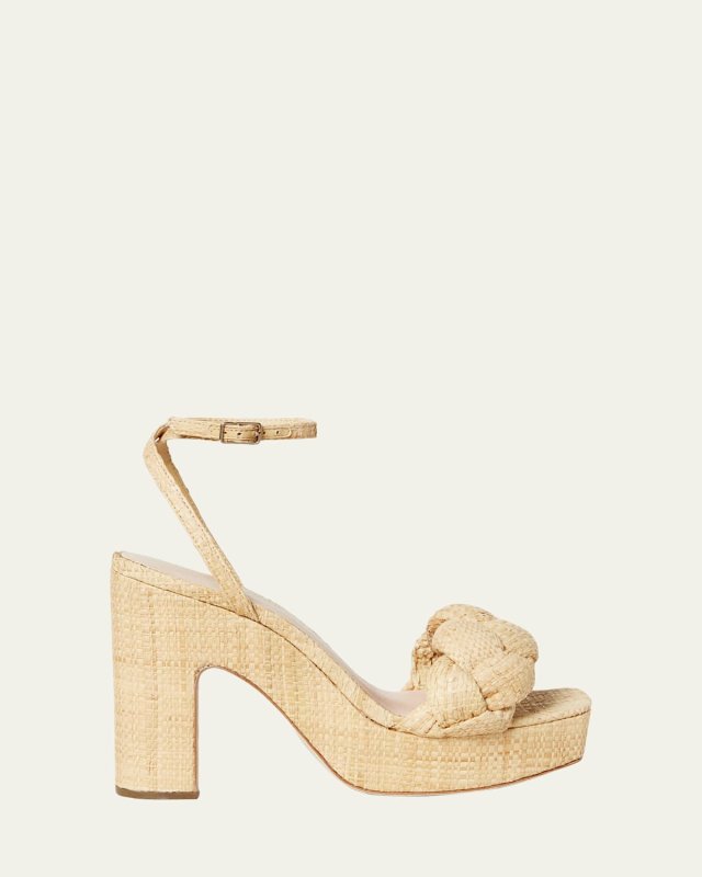Fae Braided Raffia Ankle-Strap Sandals