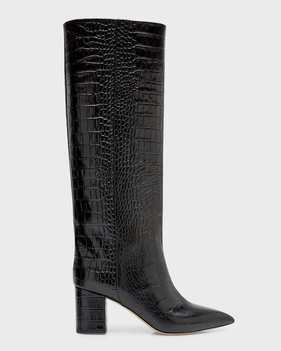 Anja Croco Block-Heel Knee Boots