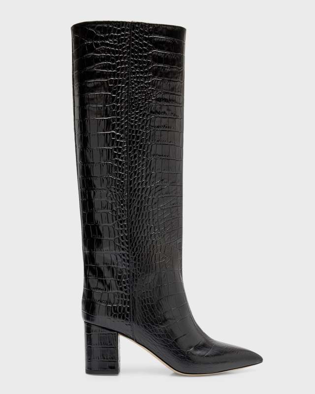Anja Croco Block-Heel Knee Boots