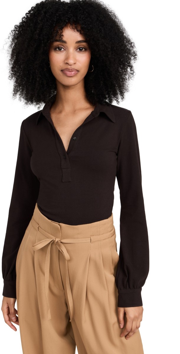 Sablyn Rebecca Button Henley Shirt Oak Tree