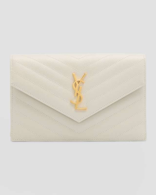 YSL Monogram Small Wallet on Chain in Grained Leather