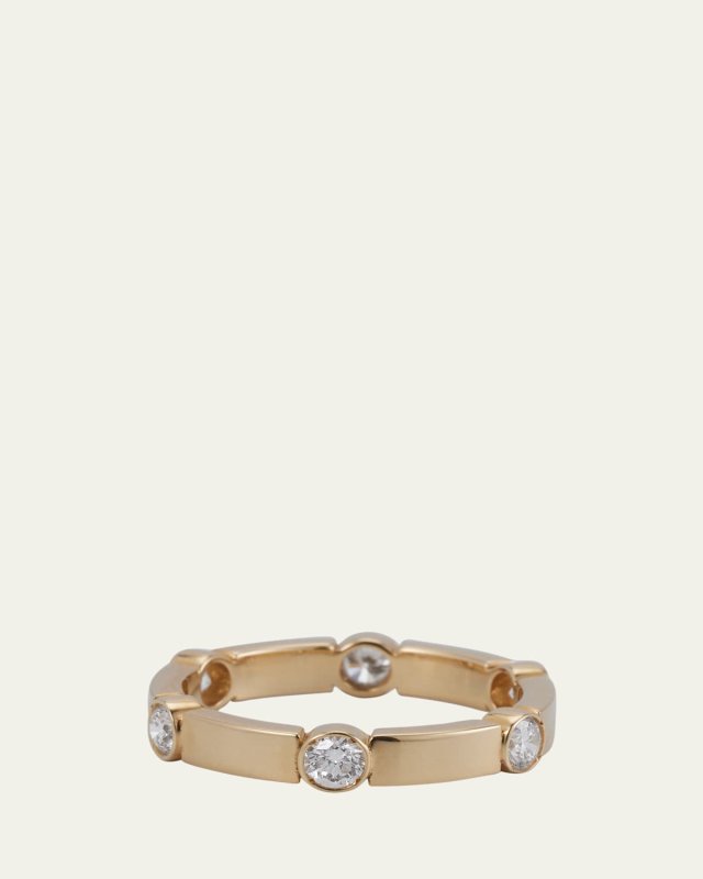 18K Yellow Gold Stepping Stones Stream Ring with Diamonds