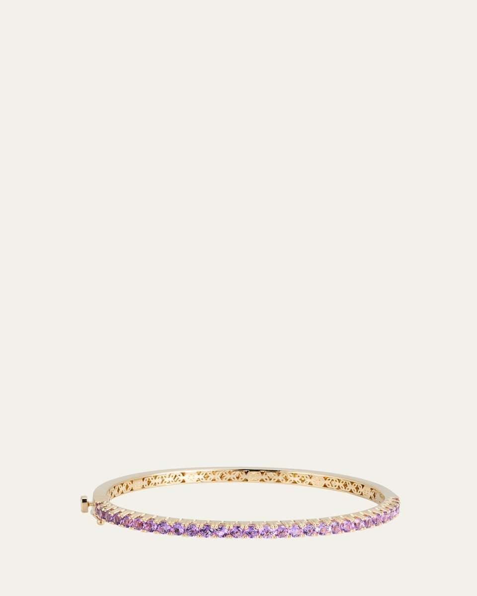 14K Gold Pave Amethyst Bangle Bracelet