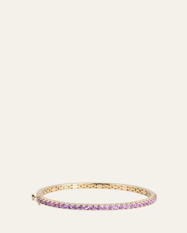 14K Gold Pave Amethyst Bangle Bracelet