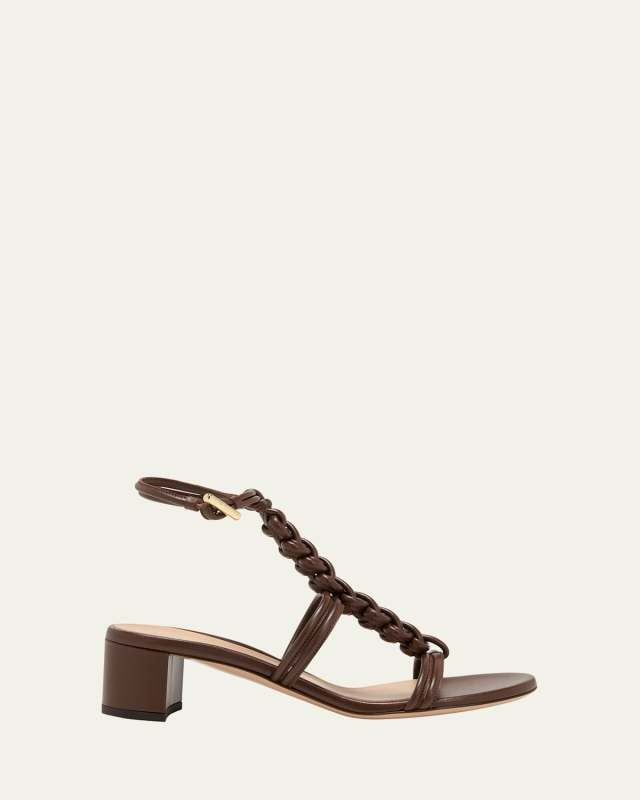 Braided Napa T-Strap Sandals
