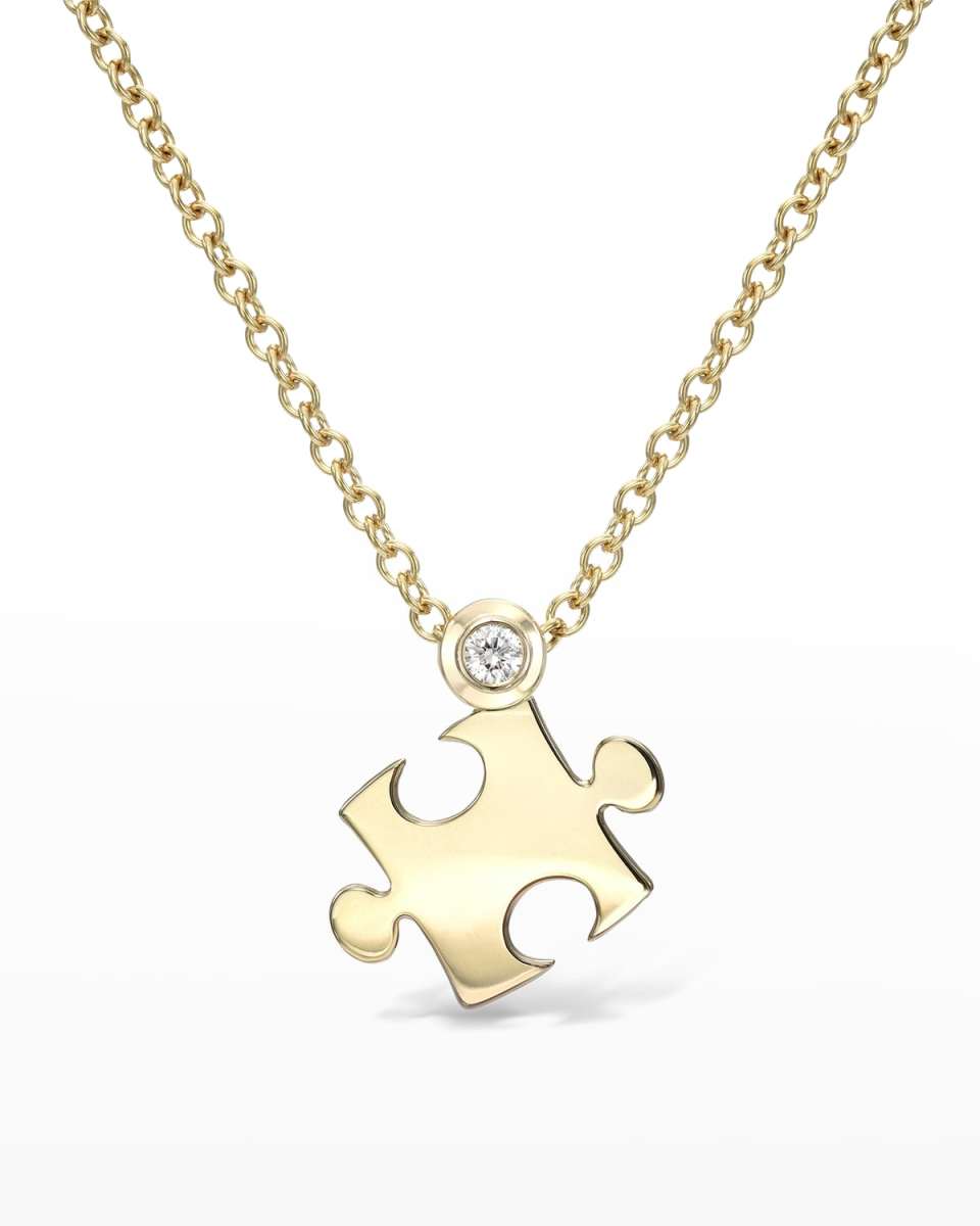 14k Yellow Gold Mini Puzzle Pendant Necklace