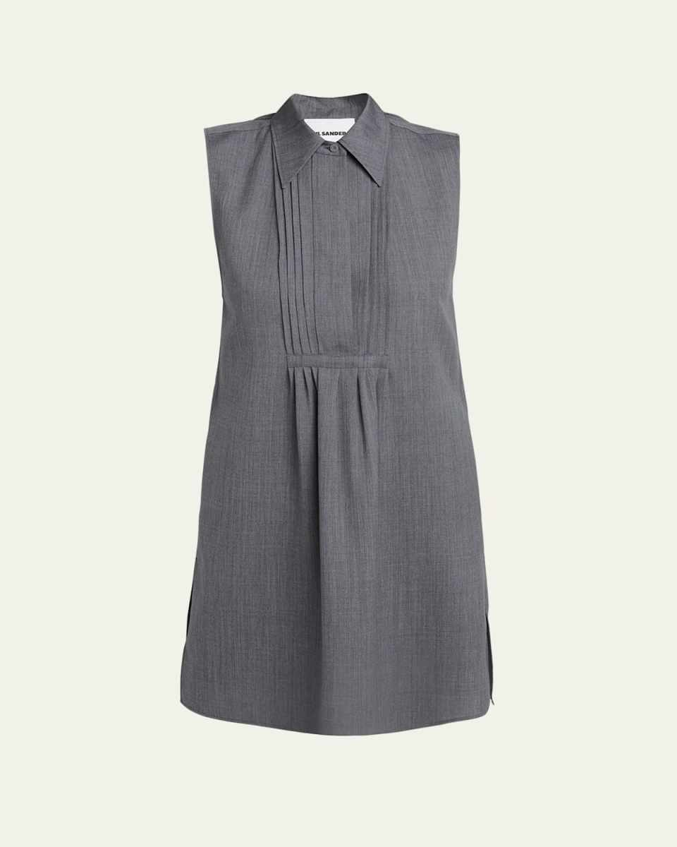 Pintuck Bib Front Short Dress