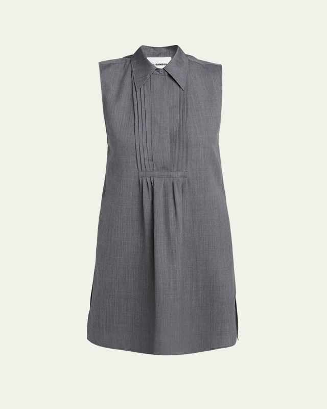 Pintuck Bib Front Short Dress