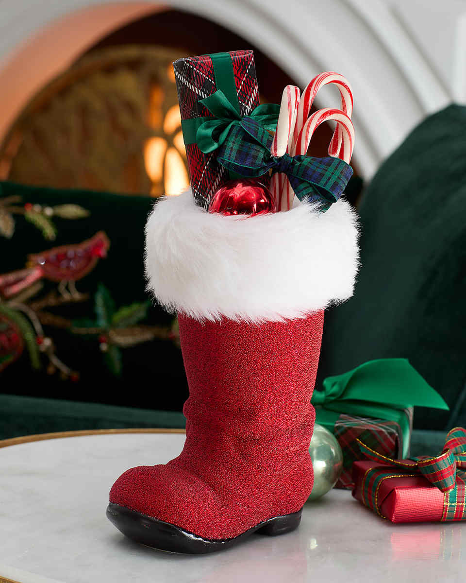 Faux Fur Christmas Boot Christmas Decoration
