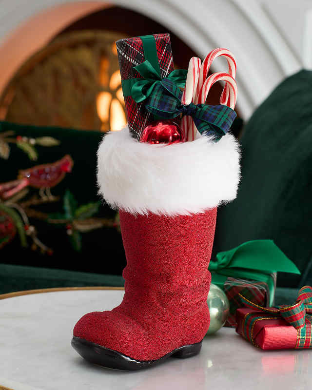Faux Fur Christmas Boot Christmas Decoration