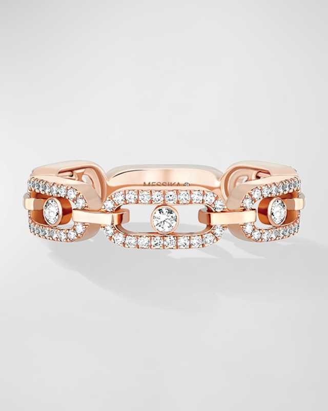 Move Link 18K Rose Gold Diamond Ring, EU 51 / US 5.75