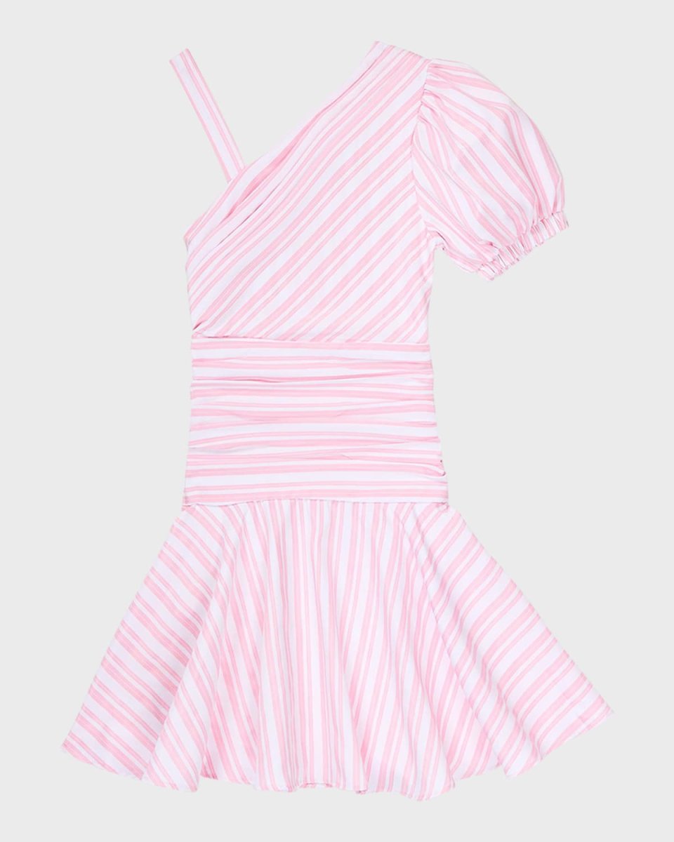 Girl's Striped One-Shoulder Dress, Size 7-