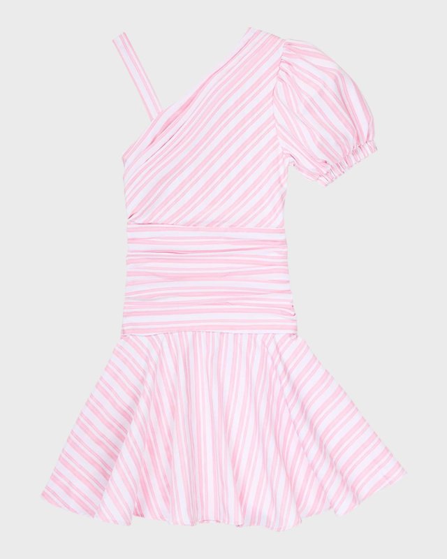 Girl's Striped One-Shoulder Dress, Size 7-