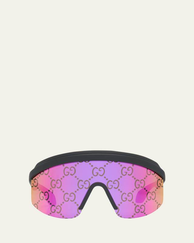 Multi-Color GG Lattice Acetate Shield Sunglasses