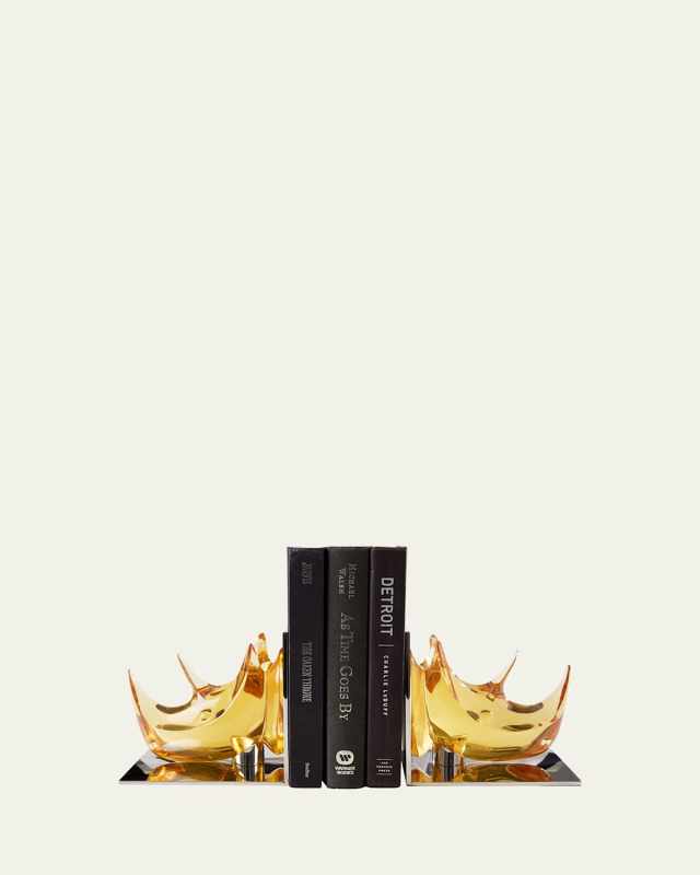 Acrylic Rhino Bookends Set, Amber