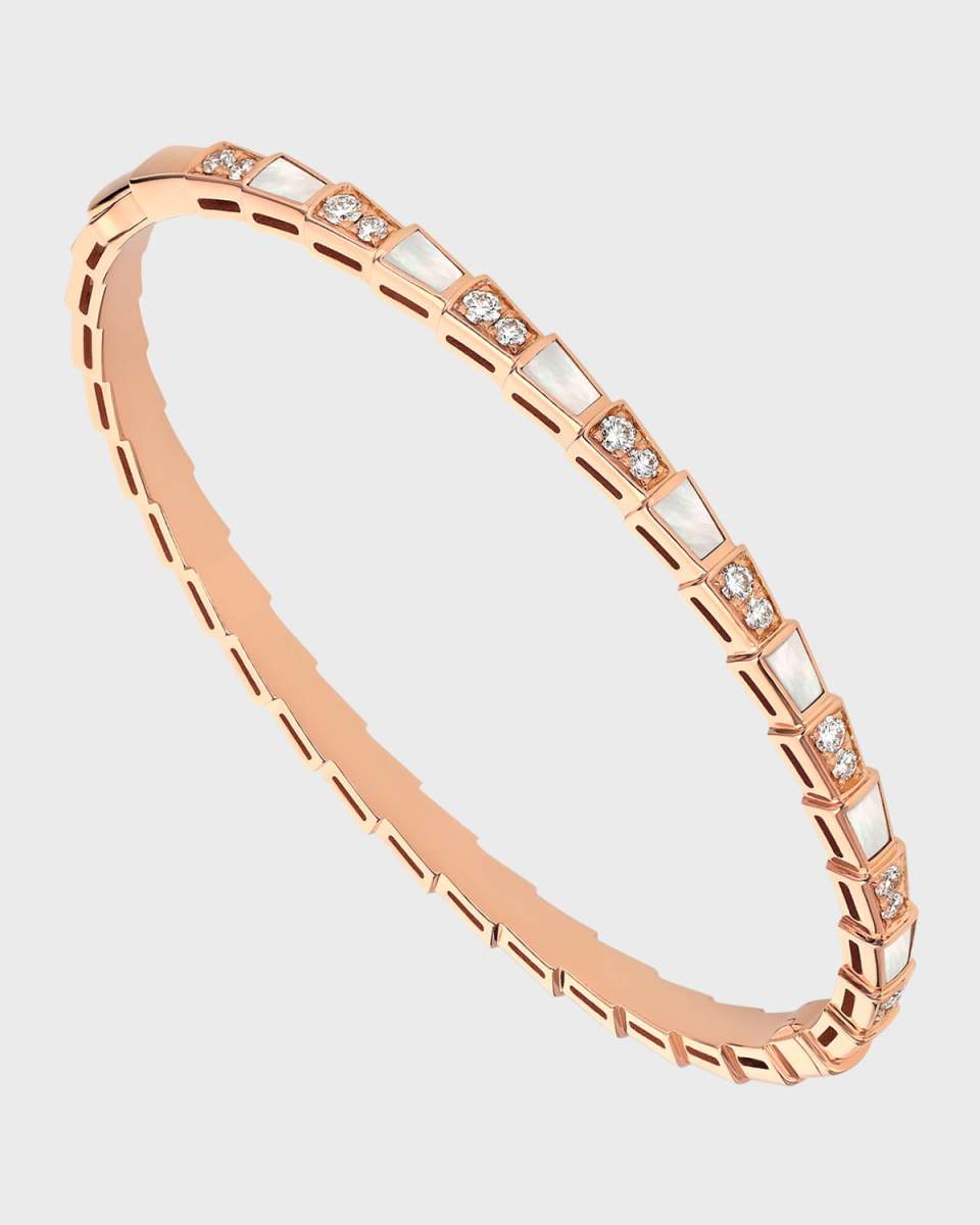 Serpenti Viper 18K Rose Gold Diamond & Mother-of-Pearl Bracelet