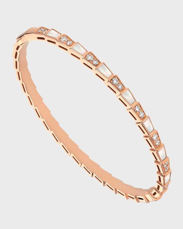 Serpenti Viper 18K Rose Gold Diamond & Mother-of-Pearl Bracelet