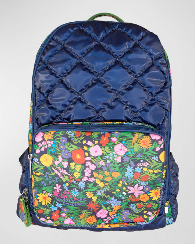flip floral and navy backpack
