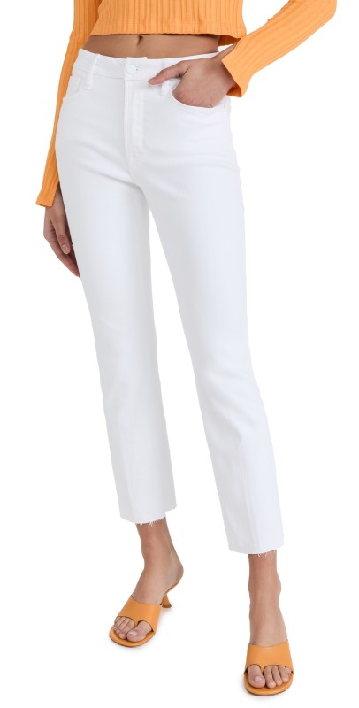 Good American Good Straight Raw Hem Jeans White037