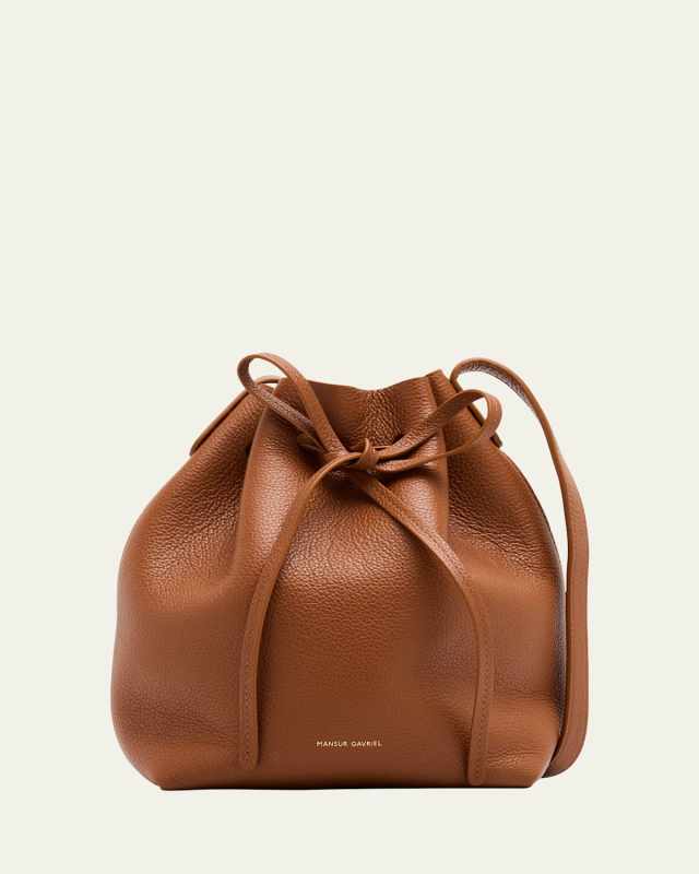 Mini Drawstring Leather Bucket Bag