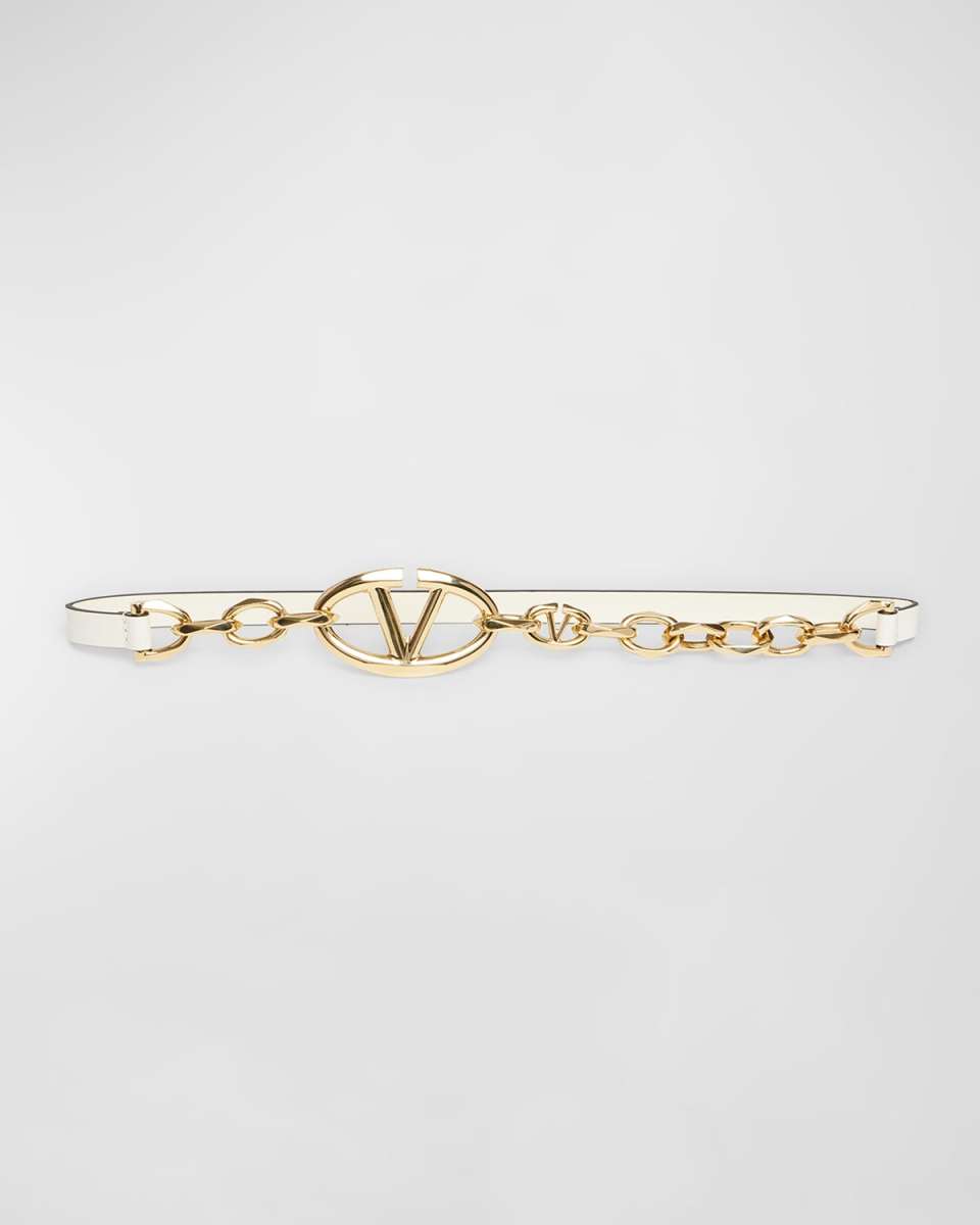 Braided V-Logo Leather Belt