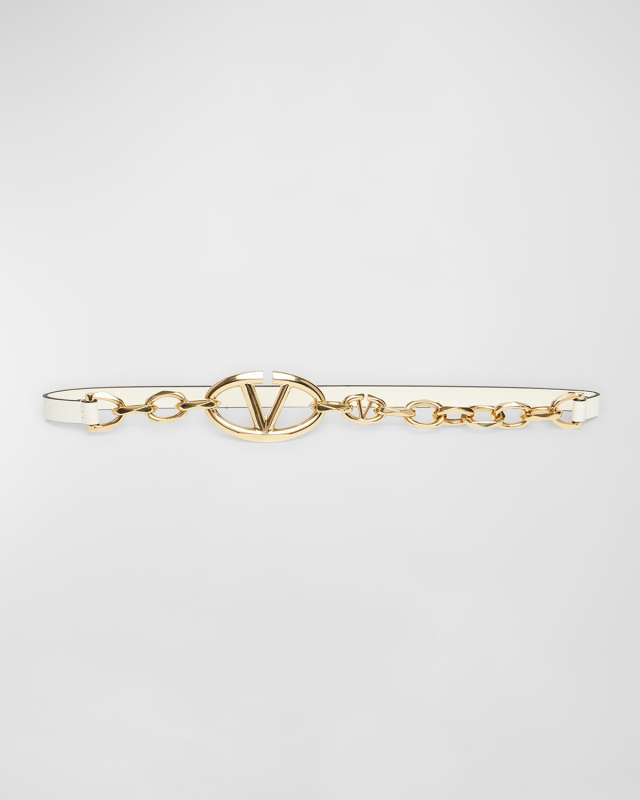 Braided V-Logo Leather Belt