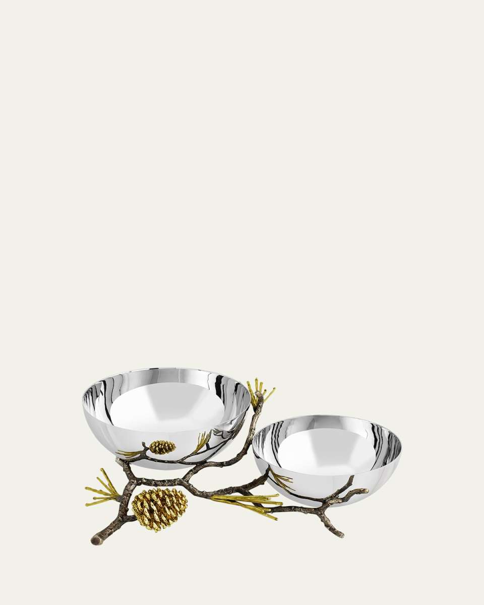 Pine Cone Double Bowl