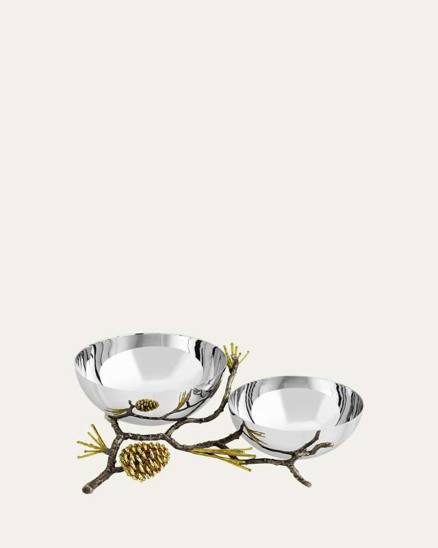 Pine Cone Double Bowl