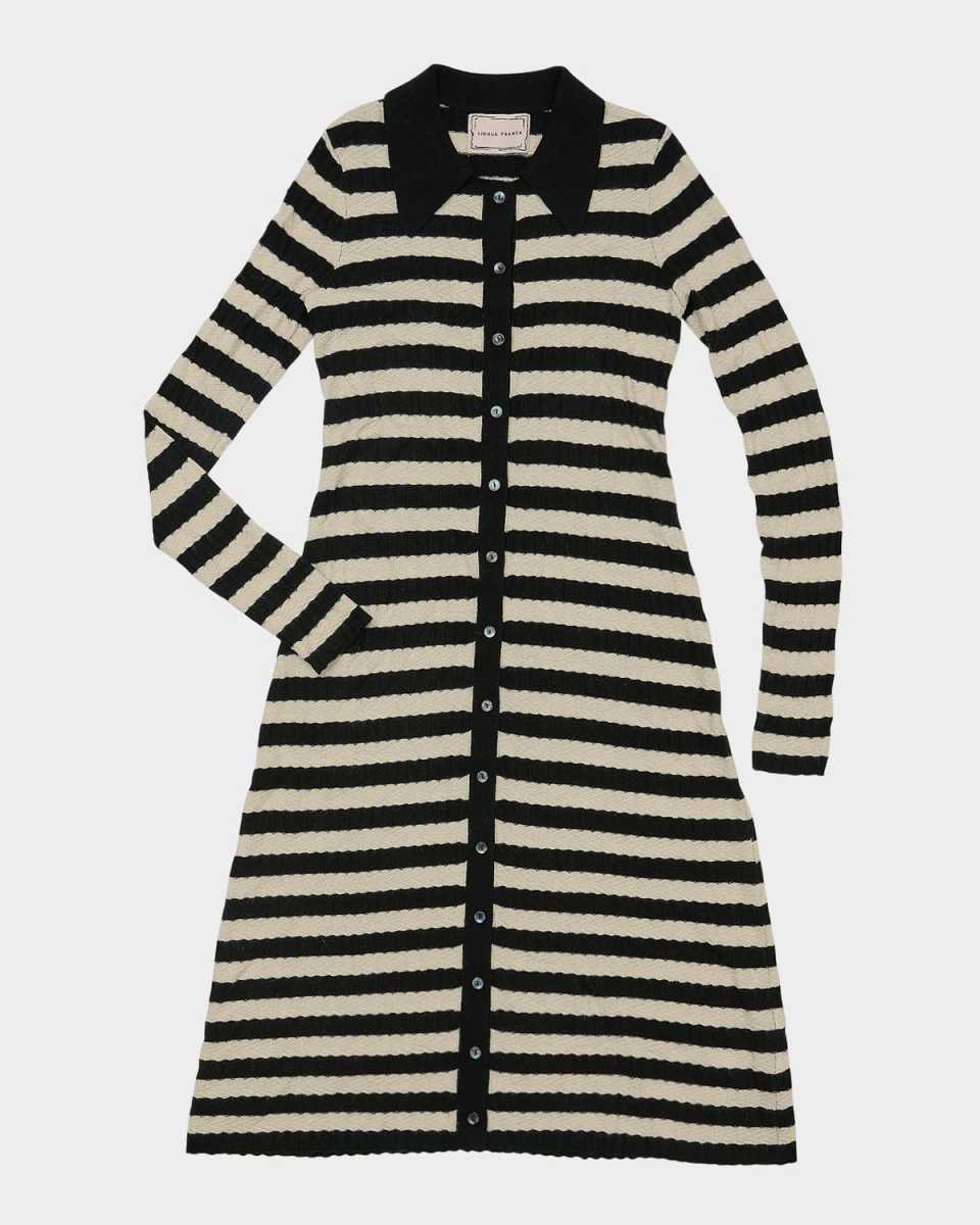 Morrissey Striped Button-Down Ribbed Midi Dress