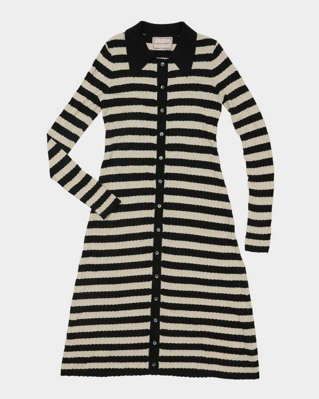 Morrissey Striped Button-Down Ribbed Midi Dress