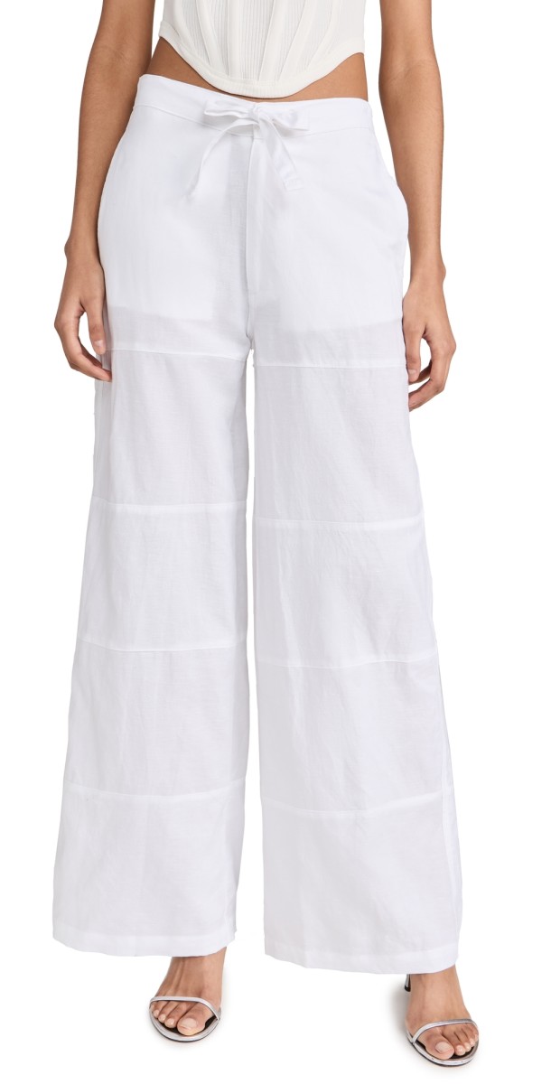 Oak & Acorn Wide Leg Tiered Pants White
