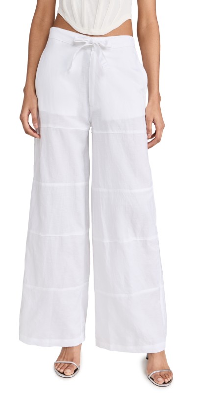 Oak & Acorn Wide Leg Tiered Pants White