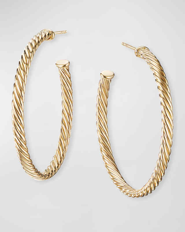 18k Cablespira Hoop Earrings, 1.5"